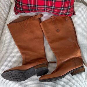 Sam Edelman Cognac Leather Knee-High Penny Riding Boots. Very Good Condition.
